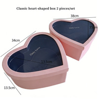 Coffret cadeau Saint-Valentin 99 roses Trois grandes boîtes à fenêtre en forme de cœur Boîte d'emballage pour fleurs