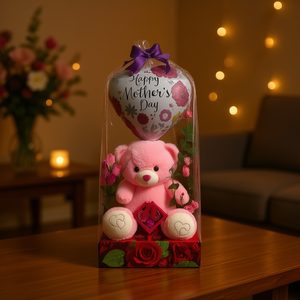 Set de Regalo de Osito de Peluche Ella Bears de 20 Pulgadas, Regalo para el Día de la Madre con Globo y Flores - Product Image 2