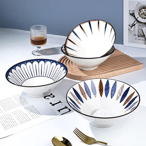 Bol conique de style japonais de 8 pouces, décoré sous l'émail, pour soupe de nouilles, design nordique, pour la maison et la cuisine - Product Image 2