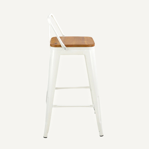 Silla <span class=keywords><strong>de</strong></span> <span class=keywords><strong>Bar</strong></span> <span class=keywords><strong>de</strong></span> Metal con Asiento <span class=keywords><strong>de</strong></span> Madera <span class=keywords><strong>de</strong></span> Diseño Simple, Venta al Por Mayor <span class=keywords><strong>de</strong></span> Fábrica, Clásica en Blanco y Negro, Altura 610MM - Product Image 2