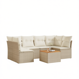Ensemble de canapés de jardin en rotin beige, mobilier d'extérieur 6 places, résistant aux UV, design contemporain - Product Image 1