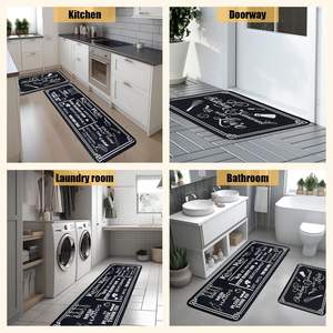 Tapis de cuisine antidérapant, imperméable et lavable en diatomite et PVC, fin, fabriqué à la machine, moderne, noir et blanc, rembourré, anti-fatigue pour salon - Product Image 3