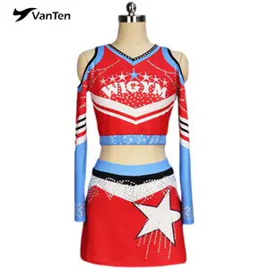 Custom Lange Mouwen Cheerleading Dans Uniformen Sexy Cheerleader Kostuum