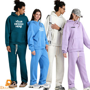 Conjunto Unisex de Sudadera con Capucha y Pantalones de Felpa de 350G, Modelo 2026 Comfort-Core, Estilo Holgado y Combinado <span class=keywords><strong>para</strong></span> Hombre y <span class=keywords><strong>Mujer</strong></span> - Product Image 1