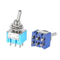 Interrupteur à bascule bleu miniature MTS-202 à 6 broches, 2 positions marche-marche, 15A 50VAC, métal industriel, 3 pôles, IP31, Dirui US
