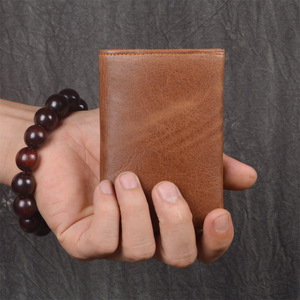 Genuine Leather Vintage <b>Men</b> Short <b>Wallet</b> <b>RFID</b> Blocking Large Capacity Notecase OEM Wholesale - Product Image 5