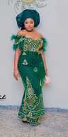 En gros Lourd Perlé Broderie Filles George Wrapper Tissé Georgette Tissu pour Toutes Les Robes Faire Somali George Wrapper Vente