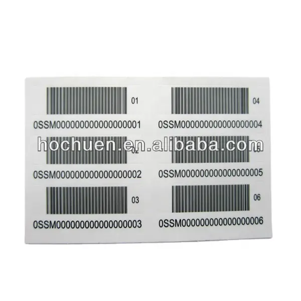 Etichette personalizzate con codice QR di sicurezza nullo etichette con numero di serie