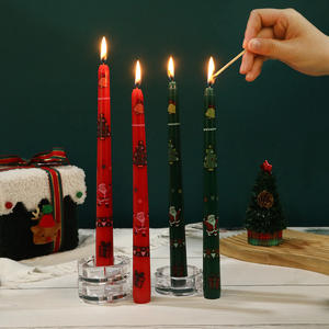 圣诞彩色印花标志大豆混合蜡圆柱长棒蜡烛批发家居浪漫节日用 - Product Image 3