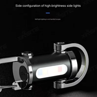 Senter Mini Gantungan Kunci Dual Lighting Baru Lampu Peringatan Merah Biru 7 Mode Pencahayaan USB Isi Ulang Lampu ABS IP65 Tipe-C USB LED