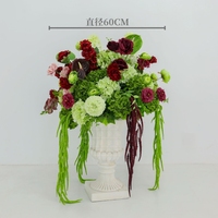 B019 Nouvelle Boule de fleurs rose poudré, bordeaux, rose, anthurium, hortensia, amarante verte pour centres de table, décoration de mariage, anniversaire, fête, événement