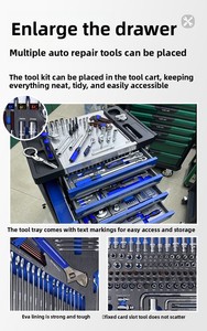 Juego de Herramientas de Reparación de Acero al Carbono de Alta Resistencia de 424 Piezas con Carro de Herramientas Manual para Mantenimiento Mecánico de Vehículos, Compatible con OEM - Product Image 5
