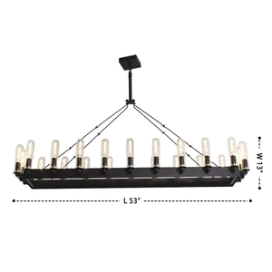 Lustre rectangulaire de style industriel, luminaire suspendu noir - Product Image 2