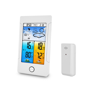 Miễn phí Mẫu 433MHz không dây màu thời tiết trạm Đồng hồ báo thức trong nhà ngoài trời nhiệt độ độ ẩm Dự báo cho phòng khách - Product Image 6