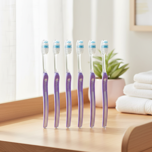 Brosse à dents manuelle CE, poils plats et doux, brosse à dents pour la maison, manche ergonomique, lot de 6 - Product Image 1