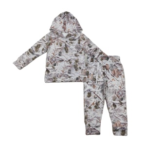 Ensemble de vêtements pour enfants garçons, sweat à capuche et pantalon de jogging à imprimé camouflage de chasse décontracté RTS, vêtements en coton pour frères - Product Image 1