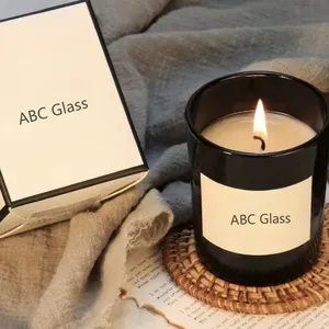 La maggior parte domandata squisito vetro nero lucido barattoli di candela rotondi portacandele con coperchio in metallo per candele profumo e regalo