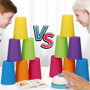 Jouets éducatifs Montessori : Jeu de vitesse avec gobelets empilables en plastique pour la reconnaissance des couleurs, l'entraînement logique et l'éveil intellectuel – Cadeaux amusants - Product Image 4