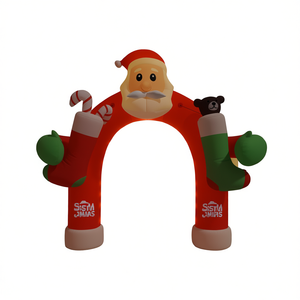 Arche gonflable de Noël pour l'extérieur, décoration de jardin pour les fêtes, design Père Noël éclairé par LED, 126 pouces, en PVC - Product Image 1