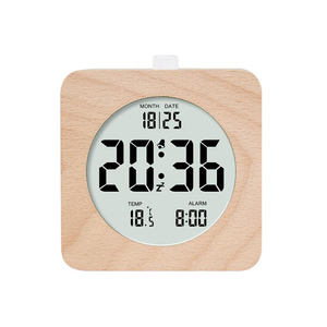 Horloge murale LED en bois avec logo personnalisé, fonction snooze, bouton de retour, numérique, 12/24 heures, intelligente, changement de couleur, décoration de chambre, bureau, maison, cadeau - Product Image 5