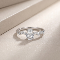 Anillo de compromiso de moissanita con corte ataúd, plata S925, diseño con piedras laterales engastadas en pavé, certificado GRA, joyería fina
