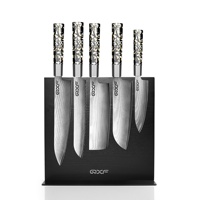 Ensemble de couteaux professionnels en acier Damas VG10 à 67 couches, manche octogonal en résine, couteau Kiritsuke, couteaux à sushi avec support magnétique