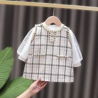 Gaun Bayi Perempuan Musim Gugur dengan Bunga 3D Penuh Desain Terbaru Lengan Panjang Gaun Mini Formal untuk Anak-anak