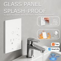 Prise murale intelligente Tuya Smart Life US, interrupteur intelligent, 16A, verre trempé, commande vocale par application, Alexa