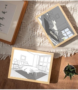 Art Peinture Design Lampe de Table Rectangle Bois Cadre <span class=keywords><strong>Photo</strong></span> LED 3 Couleurs Intérieur Chambre Chevet Décor Bureau Veilleuse Avec Interrupteur - Product Image 6