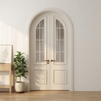 DEMEA Porte intérieure en bois à double vitrage cintrée de haute qualité pour salons, appartements et décoration intérieure moderne.