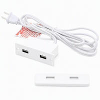 Güç Kaynaklı USB Hub Soketli Gömme USB Priz Çoğaltıcı, Güç Kaynağı ile 2 USB Girişi 2.1A, Yatak, Masa, Sehpa, Kanepeye Monte Edilebilir, Beyaz