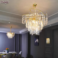 Lustre rond en cristal K9 postmoderne, lampe de luxe moderne pour salon, chambre, hôtel, villa, éclairage de projet commercial