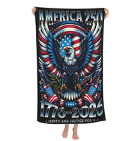Serviette de plage absorbante personnalisée à thème patriotique Aigle américain 250e anniversaire pour l'été – Promotion et vente en gros