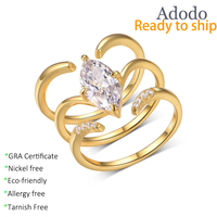 Bague ouverte ajustable personnalisée en argent sterling 925 plaqué or 18 carats avec moissanite taille marquise 3 carats VVS1 certifiée GRA