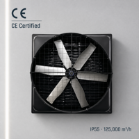 Ventilateur d'extraction industriel certifié CE, 125000 m³/h, avec 6 pales en alliage et moteur IP55 pour les marchés d'exportation