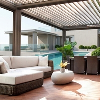 Pergola à lames orientables en aluminium 12x16 pieds avec toit à manivelle pour grand patio, villa, jardin, espace de divertissement extérieur