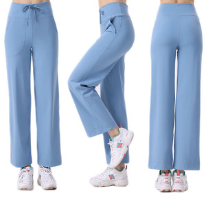 Custom Sports Joggers Logo French Terry Workout Gym Loose Fitting Pantalones <span class=keywords><strong>de</strong></span> chándal <span class=keywords><strong>de</strong></span> pierna ancha Calidad Casual Training Set <span class=keywords><strong>para</strong></span> <span class=keywords><strong>mujeres</strong></span> - Product Image 1