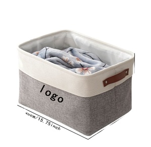 Organisateur de vêtements moderne en tissu de lin, pliable, en aluminium brillant, avec poignée métallique, cube de rangement carré anti-poussière pour la maison et la garde-robe - Product Image 2