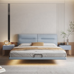 Nuovo Design camera da letto mobili a buon mercato prezzo personalizzato comodo per dormire blu moderno regina dimensione galleggiante letto con schienale per adulti - Product Image 3