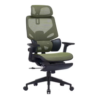 Chaise de bureau pivotante ergonomique moderne et confortable, dossier en maille respirante verte, appui-tête réglable en hauteur, pour la maison et le bureau