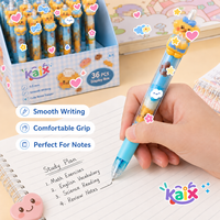 Stylo Gel Effaçable KAIX Cute Bakery Bear, Pointe Fine 0,5 mm, Embout en Résine, Boîte de 36 Pièces, Stylo Gel Rétractable pour la Rentrée Scolaire