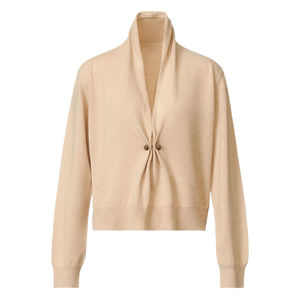 Maglioncino a maniche lunghe drappeggiato Beige nuovo personalizzato <span class=keywords><strong>da</strong></span> <span class=keywords><strong>donna</strong></span> Wisrise elegante per la <span class=keywords><strong>sera</strong></span> in ufficio - Product Image 4