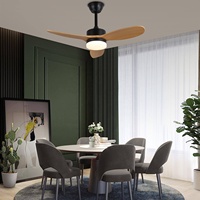 Ventilateur de plafond silencieux en bois massif de style nordique avec télécommande, idéal pour salle à manger et chambre à coucher