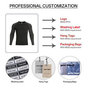 Roupas masculinas personalizadas Esporte Workout Atlético T Shirt Camisa de Compressão de Manga Longa Masculina Sob Base-Camada Correndo Ginásio Camisetas - Product Image 6