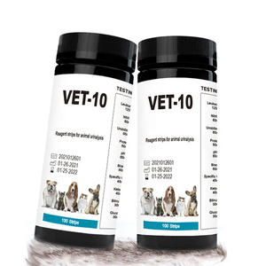Bandelettes de test urinaire vétérinaires 10 paramètres (100 unités) - Certifiées CE ISO - Détection du diabète, des cétones sanguines <span class=keywords><strong>et</strong></span> des infections urinaires chez chiens/chats - Tests 30s-120s - Product Image 1