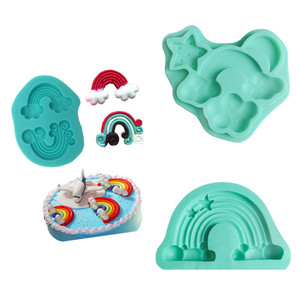 Rainbow Cake Mold Silicone Fondant Molds For Birthday Cake Decorating With Cloud Star And Arch Shapes Non Toxic - Product Image 1