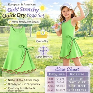 Robe active <span class=keywords><strong>pour</strong></span> filles DH ODM Preppy Lawn Party, vert menthe, bordure contrastante festonnée, effet cache-cœur, tenues de boutique <span class=keywords><strong>pour</strong></span> tout-petits - Product Image 3
