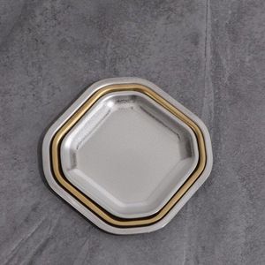 Stainless Steel <strong>Square</strong> Dish Silver Gold Cake Snack <strong>Dessert</strong> Pastry Serving <strong>Tray</strong> Kimchi Sauce Dipping Plates - Product Image 3