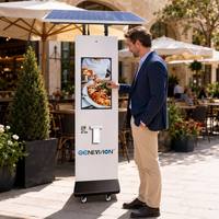 Terminal de Pago con Pantalla Táctil de 27 Pulgadas, Impresora, para Restaurante, con Energía Solar, para Exteriores, Resistente al Agua IP65, Autoservicio