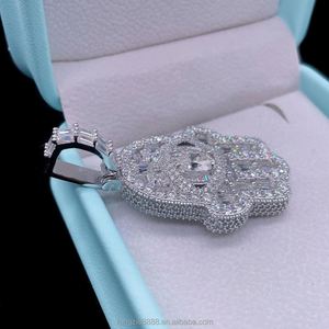Islam VVS Moissanite diamante Fátima mano colgante venta al por mayor Hamsa mano 925 Plata personalizado helado colgante hombres Hip Hop joyería - Product Image 3
